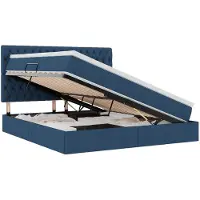 vidaXL Opslag bed met matras met hoofdeinde Blauw 160 x 200 cm Stof