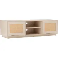 Oviala - Tv-meubel in hout met 2 rotan deuren 160 cm crème - Walter