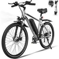 Evercross EK15 Elektrische fiets - Ebike - 26" - 36V 10.4AH - tot 35-90 km - 7 versnellingen - grijs