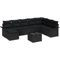 vidaXL Tuinbank Set 9 st Beige Poly rattan