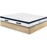 Vente-unique Set 180 x 200 cm bedbodem met opbergruimte in naturelkleur + pocketveringmatras 5 zones en verkoelende tijk van 28 cm dik - KOROVOU van YSMÉE