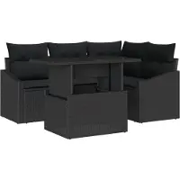 vidaXL Tuinset met 5 zitplaatsen, zwart