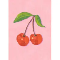 IXXI Cherries, Gigi Rosado - 100 x 140 cm - Gratis ophangtool - Grote wanddecoratie en posters - Speels, Kleurrijk, Illustraties, Keuken, Kinderkamer
