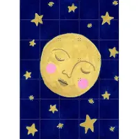 IXXI Sleepy Moon, Kirsten Blom Art & Illustration - 100 x 140 cm - Gratis ophangtool - Grote wanddecoratie en posters