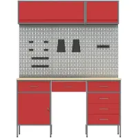 vidaXL Werkbank met laden, 8 stuks, zwart, voor ingenieurs, van hout en staal