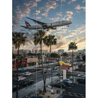 IXXI Landing, Tristan Zhou - 60 x 80 cm - Grote wanddecoratie en posters - Fotografie, Kleurrijk, Woonkamer, Eetkamer, Mancave, Voertuigen, Palmbomen