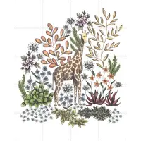 IXXI Safari Giraffe, Cecilia Battaini - 80 x 100 cm - Gratis ophangtool - Grote wanddecoratie en posters - Fantasierijk, Kleurrijk, Aquarel