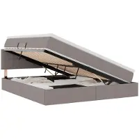 vidaXL LED-bed met opbergruimte en matras, taupe, 180 x 200 cm, gestoffeerd