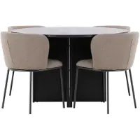 Ebuy24 Strada eethoek uittrekbare tafel Ø120cm, 170cm en 4 stoelen zwart, bruin.