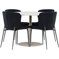 Ebuy24 Lycke eethoek tafel Ø110cm en 4 teddy stoelen beige.