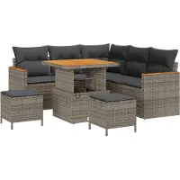 vidaXL Tuinbank Set 8 st 5-Aantal zitplaatsen Grijs Poly rattan