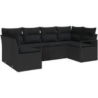 vidaXL Tuinbank Set 6 st Zwart poly rattan