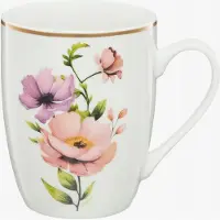 Ambition Ambitie Flores Porseleinen Mok 370ml - Bloemendesign met Gouden Accent