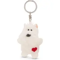 Nici sleutelhanger hond wit met hart 5cm
