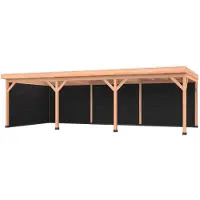 Westwood Douglas overkapping, 900 x 400, met zwarte achterwand en zijwand, Comfort Plus