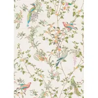 IXXI Chinoiserie vintage vines, fruit and birds - ivory, Bloomery Decor - 100 x 140 cm - Gratis ophangtool - Grote wanddecoratie en posters -