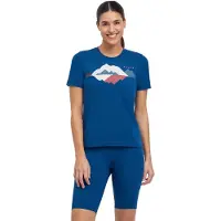 Falke Damen Trekking Tee Graphic vochtregulerend katoen shirt met korte mouwen dames blue pond - maat 6598