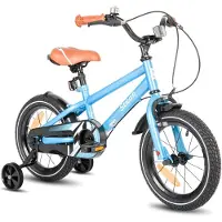 Stitch Totem Jongensfiets - 14 Inch - Kinderfiets voor 3 tot 5 Jaar - Met Zijwieltjes - Blauw - Geschikt voor buitenactiviteiten in de lente