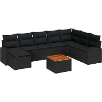 vidaXL Tuinbank Set 9 st Zwart poly rattan