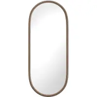 Vente-unique Ovale spiegel van rubberhout - B. 50 x H. 120 cm - Naturel - SHAXI