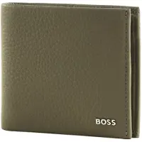 BOSS Leren portemonnee New Crosstown 4 CC Coin Wallet Open Brown Taupe