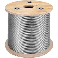 Vevor 3/16 inch 7x19 roestvrijstalen vliegtuigkabelhaspel, 500 ft roestvrijstalen kabel, T304 draadlierkabel vervangen (T304)