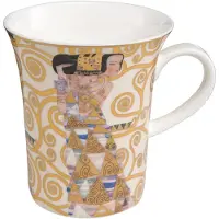 Goebel - Gustav Klimt | Koffie / Thee Mok De verwachting | Beker - porselein - 400ml - met echt goud - 2 stuks