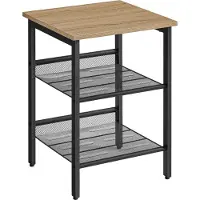 Leobert Nachtkastje, Bijzettafel - SONOMA - Industriële Stijl, Stalen Frame, Kleur: Eiken Sonoma en Zwart, Voor Slaapkamer of Woonkamer, 55 x 40 x 40 cm