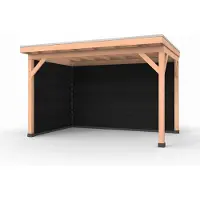 Westwood Douglas overkapping, 400 x 250, met achterwand en zijwand, Comfort Plus Zwart