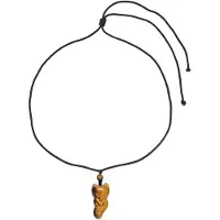 Cavill - Gouden Tijgeroog Halsketting 42 ct Fancy Slijpsel 1,7 ct Kraal - Verstelbaar Zwart Lint 45-60 cm - Elegant & Minimalistisch