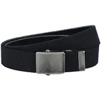 Landley Elastische Canvas Riem met Metalen Schuifgesp - Stretch - Koppelriem - Dames / Heren - Unisex - Zwart - Lengte totaal 140 cm / Riemmaat 125