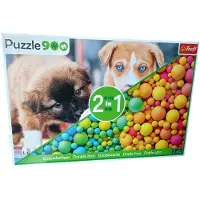 Trefl Puzzel 2-zijdig 900 elementen: Hondjes / Kleurrijke ballen