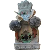 Disney Stitch Kinder Winterset – Muts & Handschoenen – Warm & Zacht – One Size – Jongens & Meisjes – Grijs