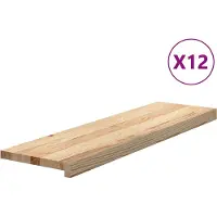 vidaXL Traptreden 12 st 90x30x2 cm onbehandeld massief eikenhout