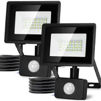 Aigostar - 2 Pack LED Schijnwerper Met bewegingssensor - 20W - IP65 Waterdicht - Buitenlamp - 6500K - Floodlight - Bouwlamp - Zwart