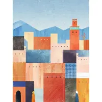 IXXI Colorful Houses - Marrakech, Henry Rivers - 60 x 80 cm - Grote wanddecoratie en posters - Kleurrijk, Geometrische Kunst, Illustraties, Kleurrijk