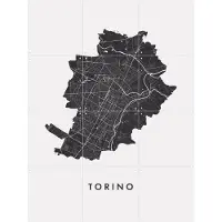 IXXI Torino City Map, Kunst in Kaart - 60 x 80 cm - Grote wanddecoratie en posters - Minimalisme, Grafisch Ontwerp, Technische Tekening, Woonkamer