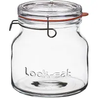 Luigi Bormioli Bormioli 1,5 l weckpot met deksel, lockeat, draadbeugelglas met rubberen afdichting, weckpot met beugelsluiting, voorraadpot, inmaakpot, vaatwasmachinebestendig Einmachglas 1,5 L transparant