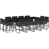 vidaXL 13-delige Tuinset met kussens poly rattan zwart
