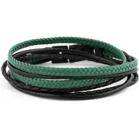 Lucleon Leren Roy Armband in Zwart & Groen