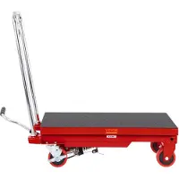 Vevor hydraulische schaarheftafel 230 kg laadvermogen heftafelwagen 220-720 mm hefbereik heftafel werkplaats 700 x 450 mm platform schaarheftruck enkele schaar rood fabrieken magazijnen supermarkten