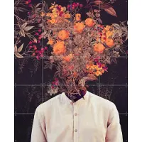IXXI Bloom, Frank Moth - 80 x 100 cm - Grote wanddecoratie en posters - Surrealisme, Digitale Kunst, Gemengde Technieken, Vintage, Woonkamer