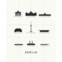 IXXI Berlin Architecture white, Kunst in Kaart - 80 x 100 cm - Gratis ophangtool - Grote wanddecoratie en posters - Line art, Illustraties, Grafisch