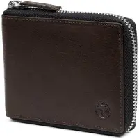 Lucleon Montreal Bruine RFID Leren Portemonnee met Ritssluiting