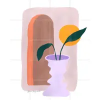 IXXI Strelitzia and Sunshine, Palmartprints - 80 x 100 cm - Grote wanddecoratie en posters - Geometrische Kunst, Kleurrijk, Minimalisme, Abstract