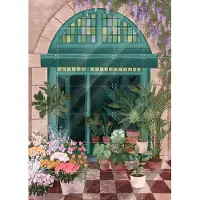 IXXI French Flower Shop, Goed Blauw - 100 x 140 cm - Gratis ophangtool - Grote wanddecoratie en posters - Grafisch Ontwerp, Kleurrijk, Illustraties