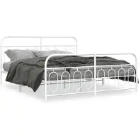 vidaXL Bedframe met hoofdeinde en voeteneinde, metaal, wit, 183x213 cm