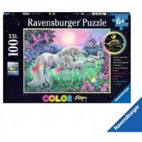 Ravensburger Puzzel Eenhoorns in Maanlicht XXL 100 Stukjes Glow-in-the-Dark