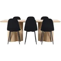 Ebuy24 Olivia eethoek tafel 100x210cm en 6 velours stoelen naturel.