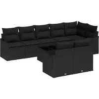 vidaXL Tuinbank Set 9 st Zwart poly rattan